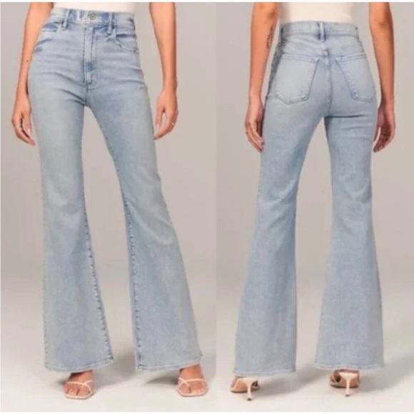 Abercrombie & Fitch The Flare Ultra High Rise Jeans Light Wash 25/0 L - Picture 1 of 13
